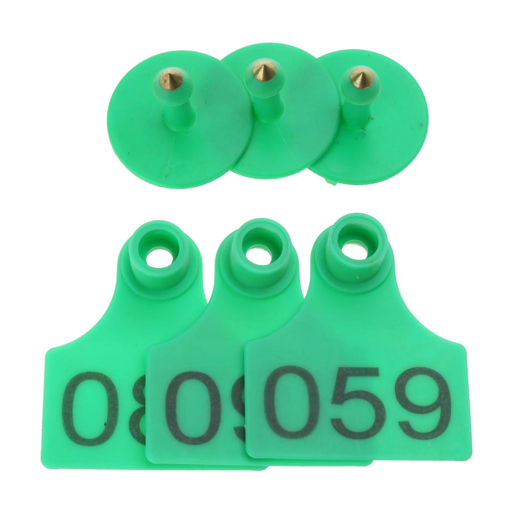 Numbered Plastics Livestock Ear Tags 1-100 Animal Tags Green Yellow Orange Large Identification Tags for Goat Sheep