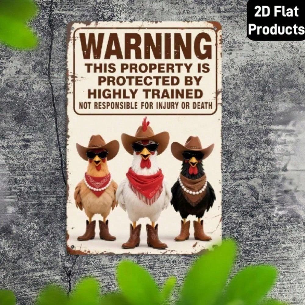 \Chicken Coop Warning Sign Rustic Metal Plate Vintage Farmhouse Decor for Indoor Outdoor Wall Art\