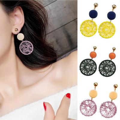 Kreatywne kobiety Długie okrągłe Hollow Circle Dangle Kolczyki Club Party Jewelry