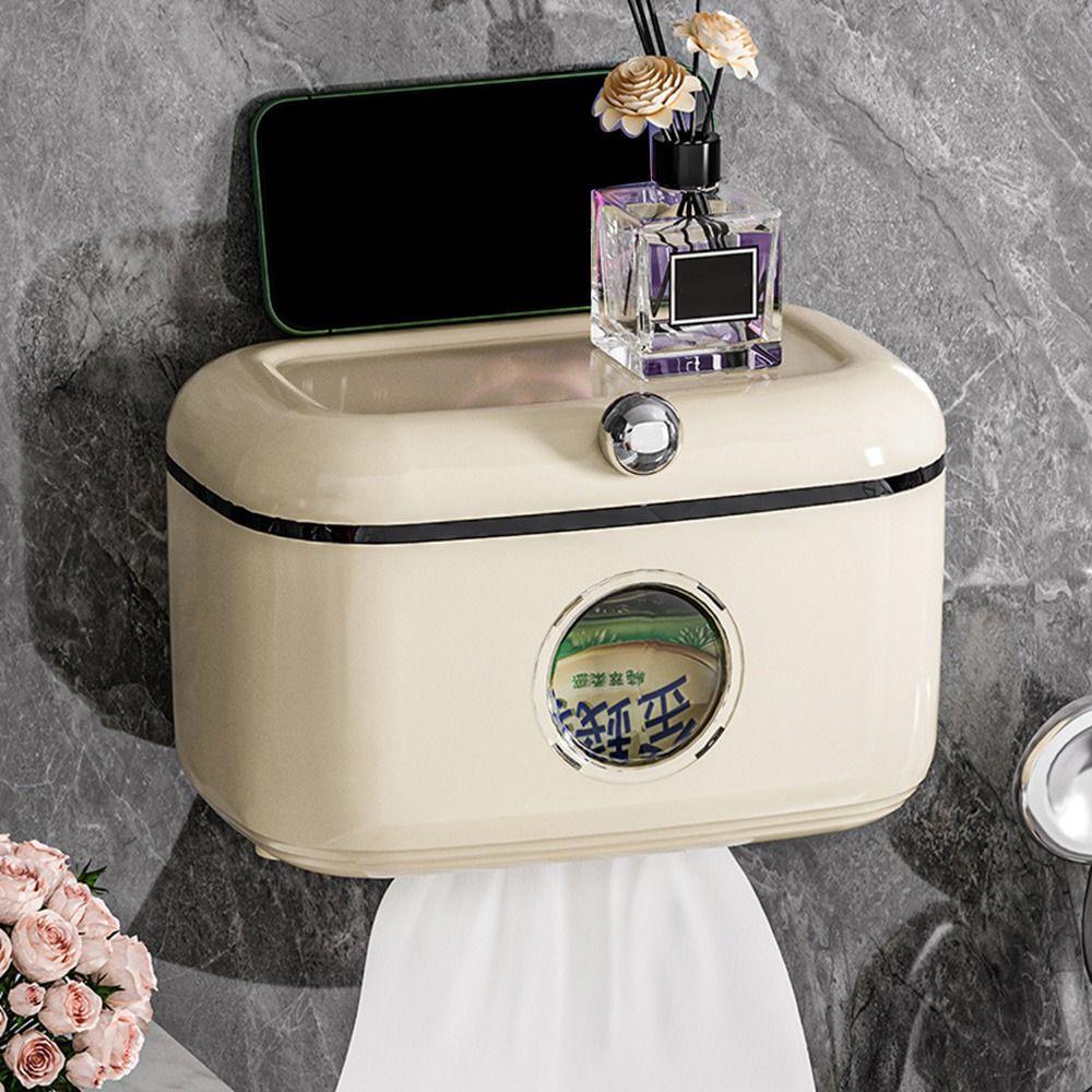 

Настенный ящик для бумажных полотенец, пластиковый органайзер для рулонов бумаги, легкая роскошная коробка для салфеток для дома бежевый