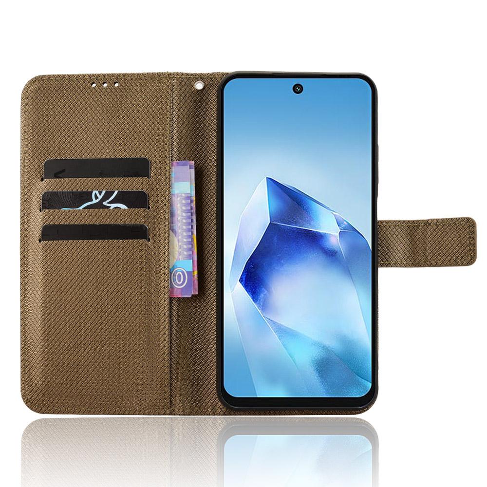 

For itel Power 70 4G Case PU Leather Diamond Texture Wallet Phone Cover Purple