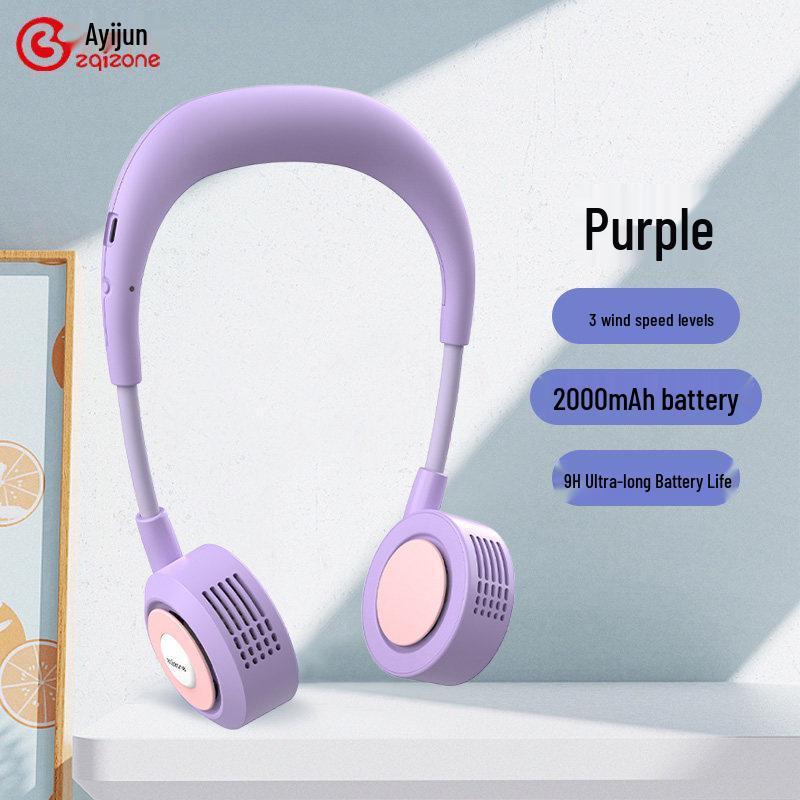 Ayi USB Rechargeable Neck Fan - Portable, Leafless, Child & Student Friendly, Outdoor Mini Fan 2000mAh