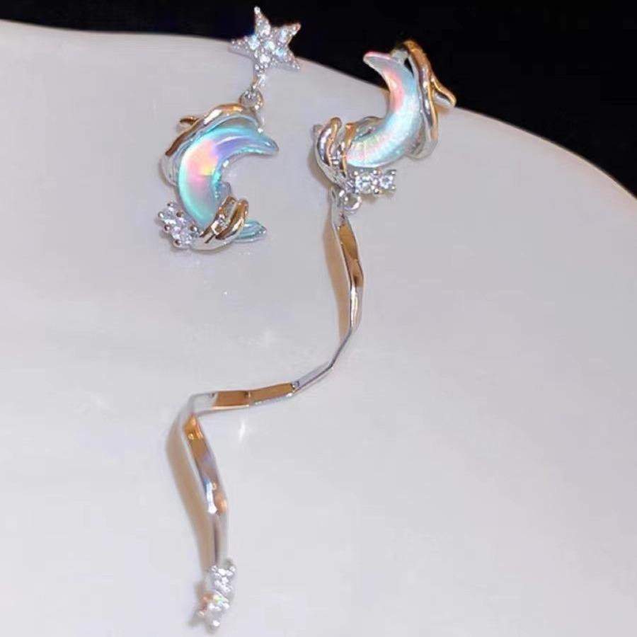 

Серьги-кисточки «Звезда и Луна» Роскошные серьги Niche Light Асимметричные серьги с уникальным дизайном