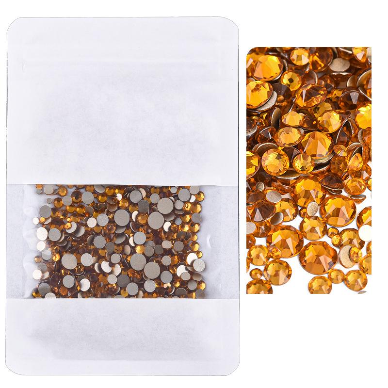 Mixed Size Manicure Gold Bottom Flat Bottom Drill, Glass Eight Large And Eight Small Nail Drill, Jewelry Mixed Size Super Flash Rhinestone