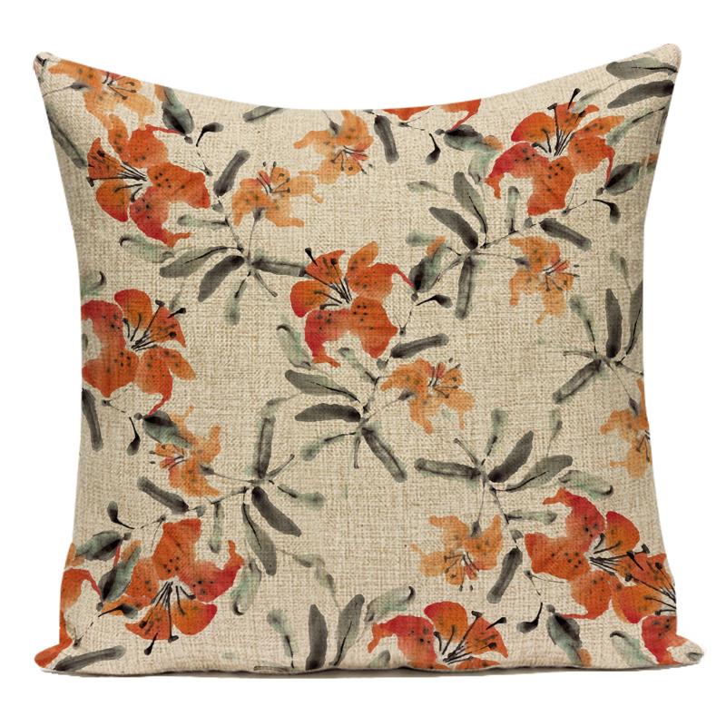 Polyester Cojines Decorativos Para Sofa Farmhouse Decor Flower Floral Pillow Cover Decorative Cushion Cover For Living Room
