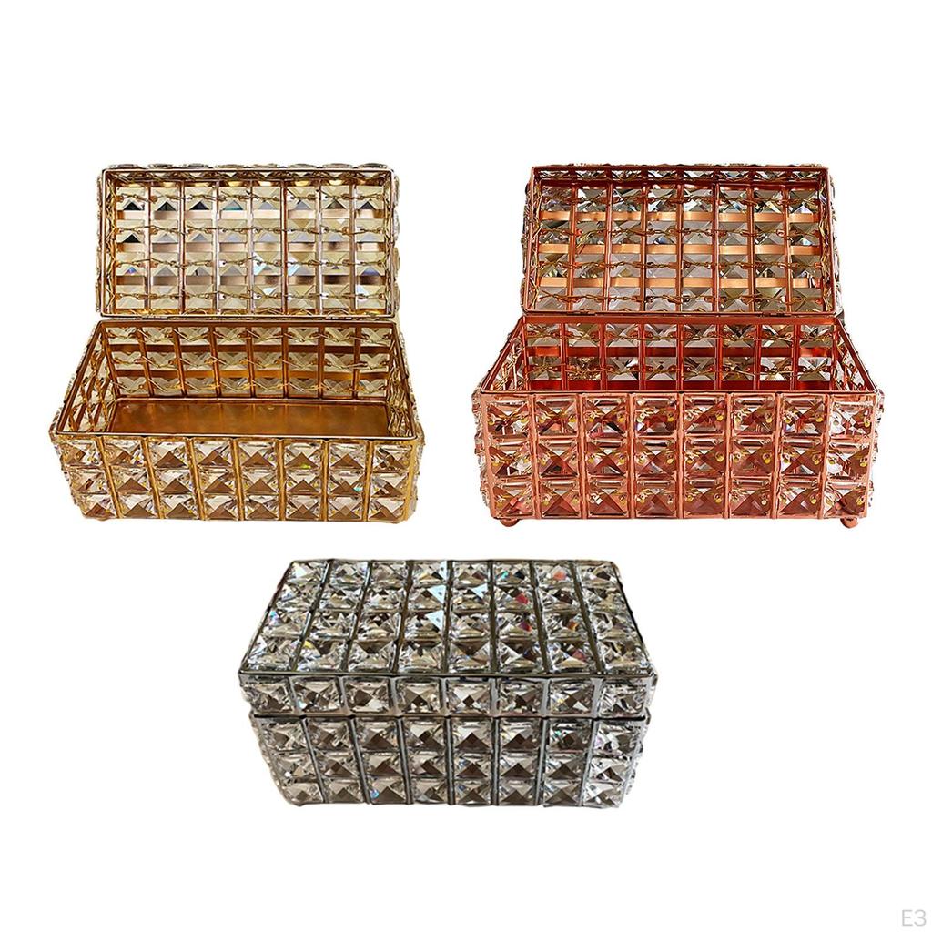 Crystal Jewelry Box Bracelets Necklaces Trinket Organizer Exquisite Portable Container with
