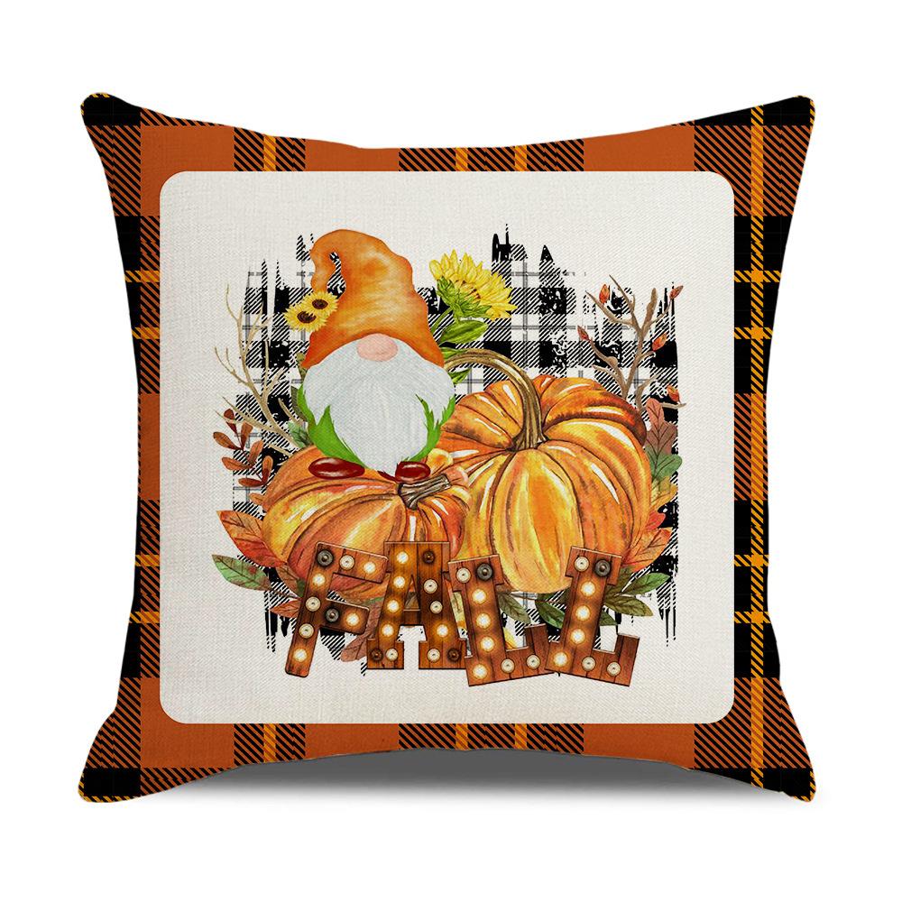 Autumn Harvest Pumpkin Print Pillow Cover Sofa Office Linen Cushion Cover Home Furnishings