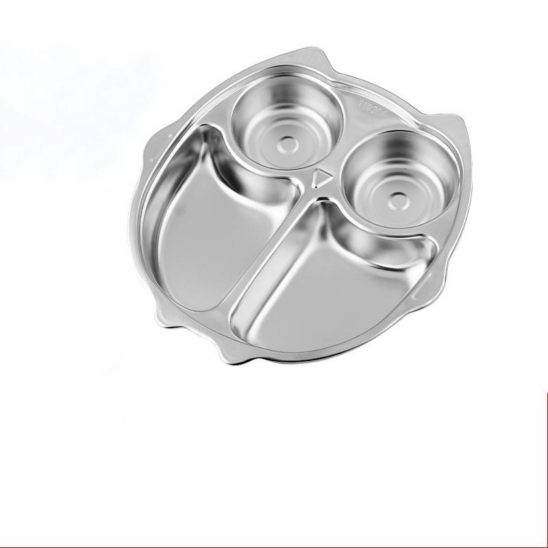 Kids' Cartoon 304 Stainless Steel Divided Dinner Plate with Four Deep Compartments, Ideal for Kindergarten and Primary School Students.