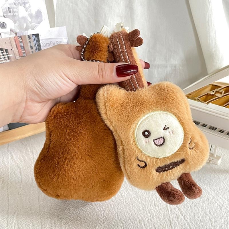 Cute Violin Shaped Plush Stuffed Toy With Keychain Clip Music Lover Gift For Friend Bag Decoration Soft Texture Present
