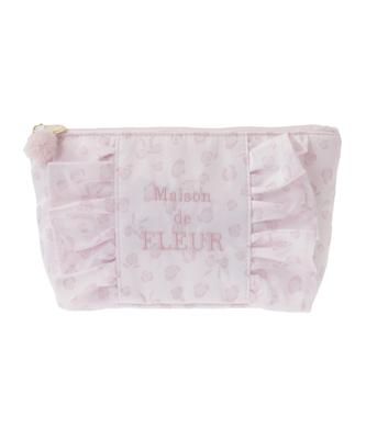 Maison De Fleur Ribbon Leopard Frill Pouch, Light Pink, Women's