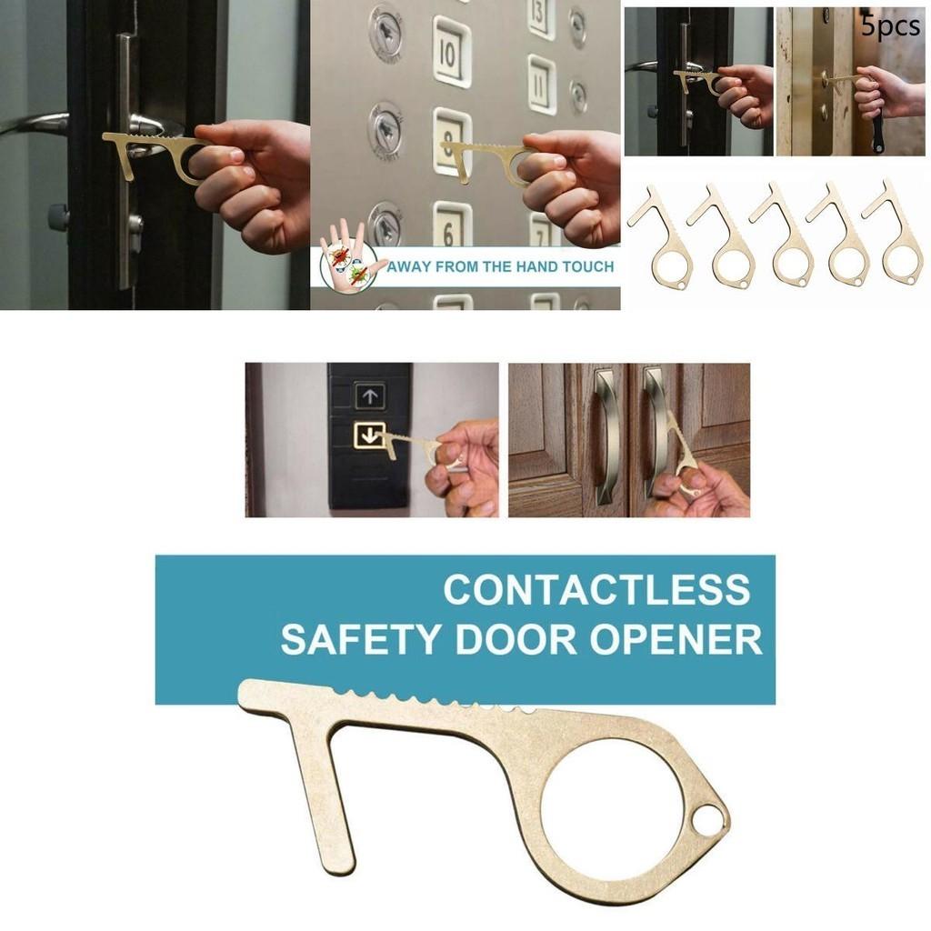 Safety And Health Focused Contactless Handle Key Opener In Golden Alloy