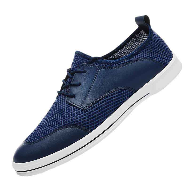 Spring and summer flat heel strap hollowed out 3D mesh round head black sports viscose shoes lightweight low-top casual