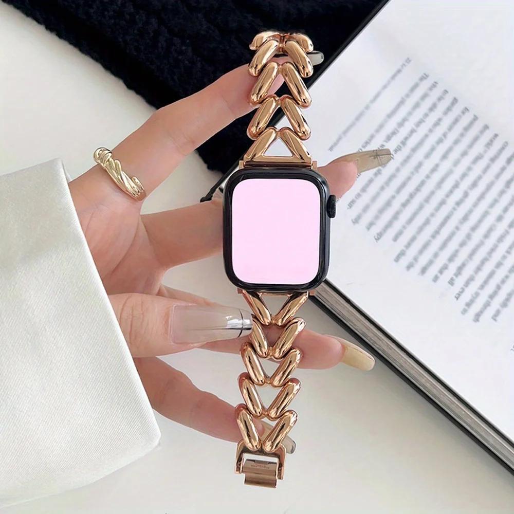V-shaped Three-dimensional Metal Apple Watch Strap Suitable for 38mm/40mm/41mm 42mm/44mm/45mm/49mm Simple and Atmospheric