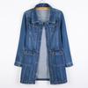 Women Denim Jackets Spring Autumn Long Sleeve Pockets Mid-Length Jean Coat Fashion All Matched Outerwear