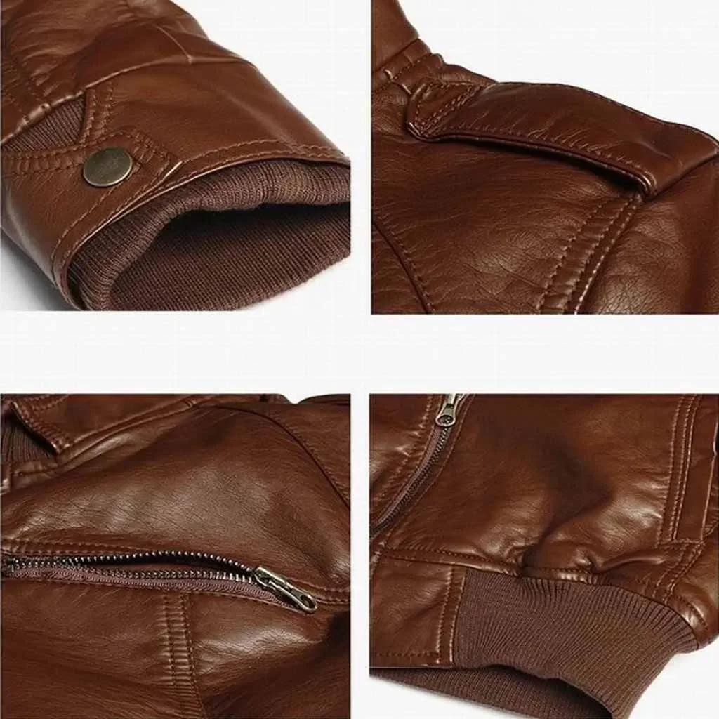 Jacket Fit Coat Streetwear Cool Men Fashion Leather Mens Winter Jackets Collar Autumn Outwear Slim