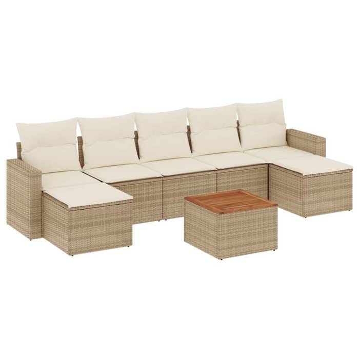 VidaXL Salon de Jardin avec Coussins 8 pcs, Canapés de Terrasse, Ensemble de Meubles de Patio, Mobilier d'Extérieur, Beige 3256583