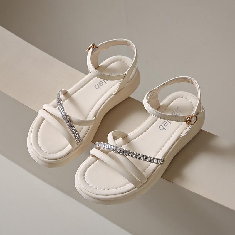 

Summer shit wear fashion with skirt new flat bottom non-slip soft sole maternity sandals women 2025 feeling stepping on sports sandals 40 бежевый