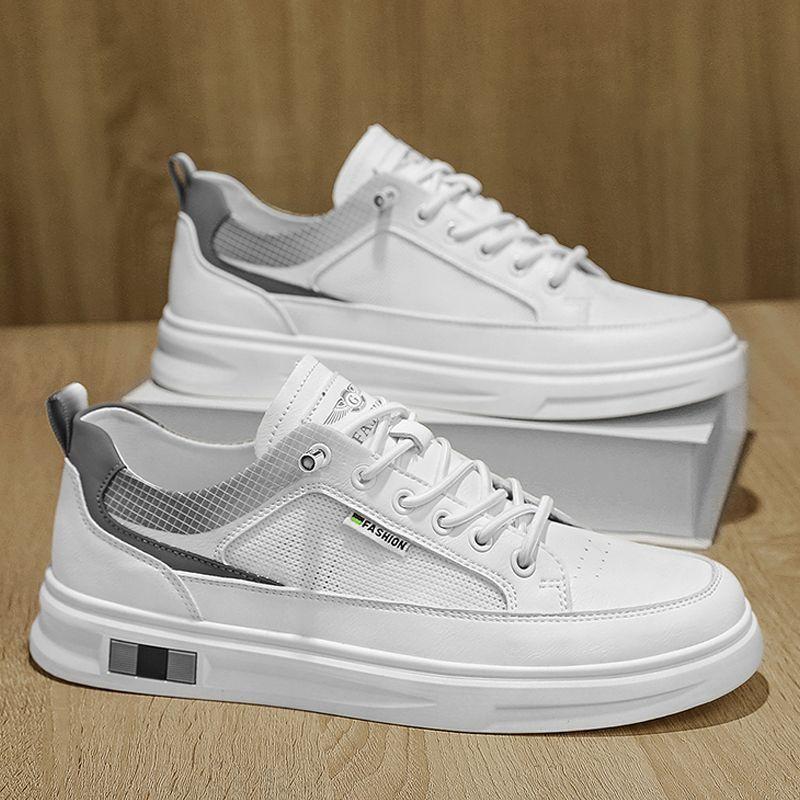 Men's shoes summer 2025 new men's leather shoes breathable and versatile sports and leisure one-pedal high-end little white board shoes