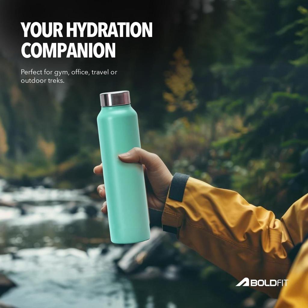 Edelstahl-Wasserflasche – BPA-frei, auslaufsicher & rostfrei – Leichte, lebensmittelechte, leicht zu reinigende Metallflasche mit Griff – Ideal für das Büro