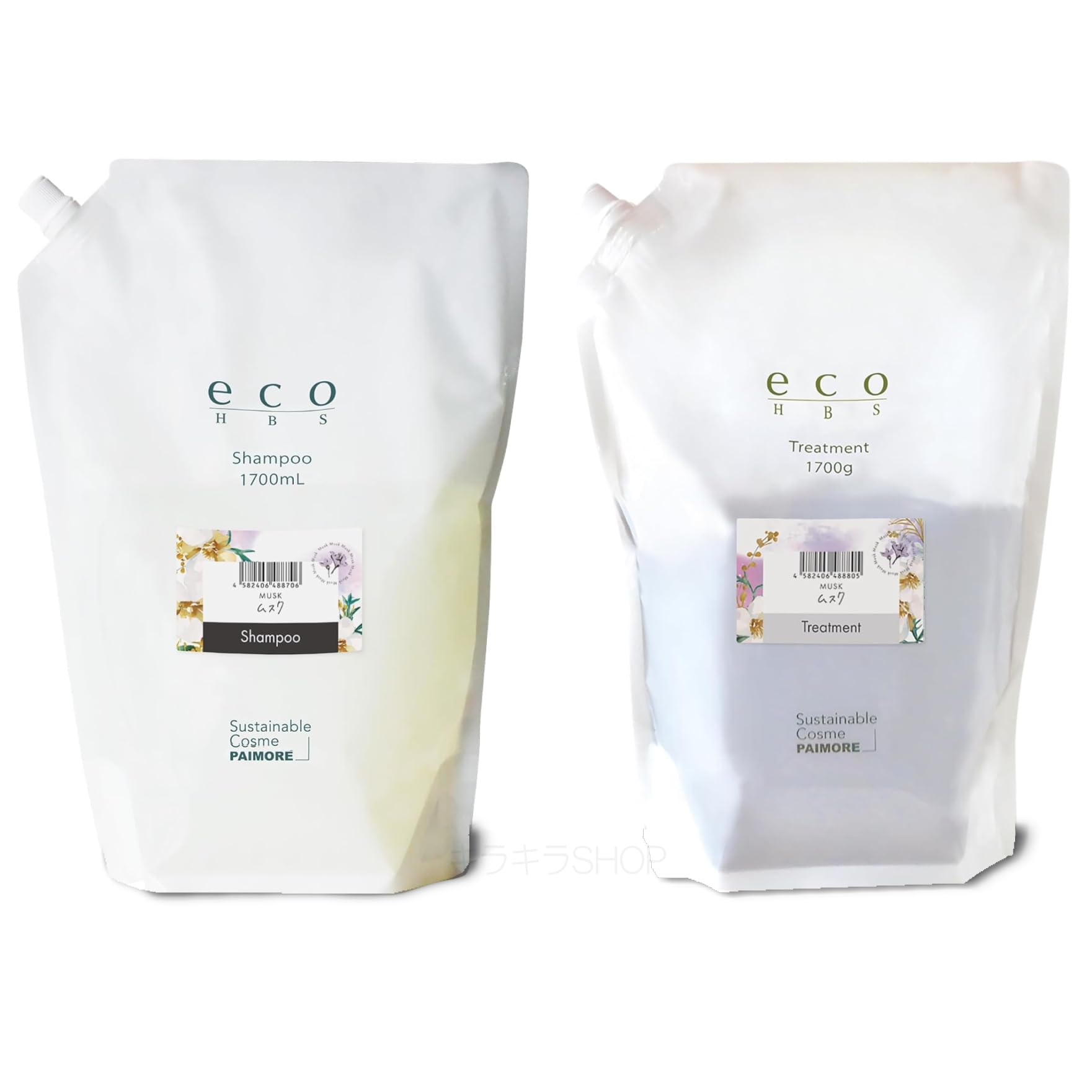 

[Pimore Refill Set] ecoHBS Musk Shampoo & Treatment