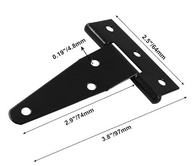 Black Spray-Painted T-Shaped Triangular Iron T-Hinge for Home Decor