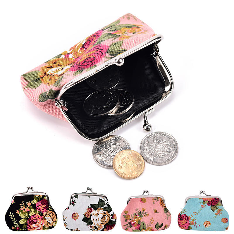 Women Coin Purse Flower Printing Ladies Coin Purse Pocket Coin Pouch Key Credit