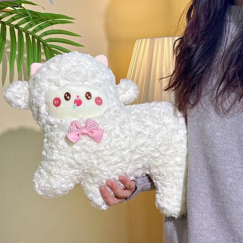 Sheep Adorable Plushie Dolls With Checkered Bow Decoration For Children Gift