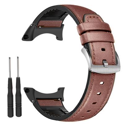 Armband für Suunto Core komplett schwarz Smart Watch Leder + Silikonarmband Armband ersetzen, Metallanschlüsse