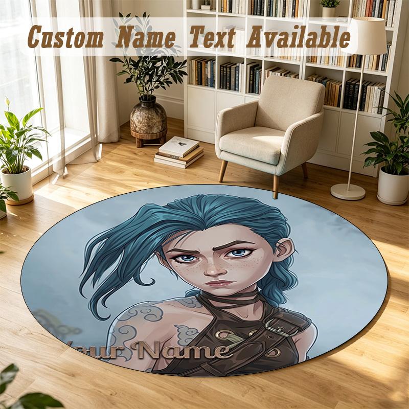 Arcane Personalized Round Rug Support Custom Name, Soft Home Decor Mat