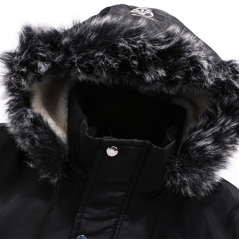 Men's Winter Hooded Cotton Coat with Faux Lambskin – Trendy European & American Casual Jacket