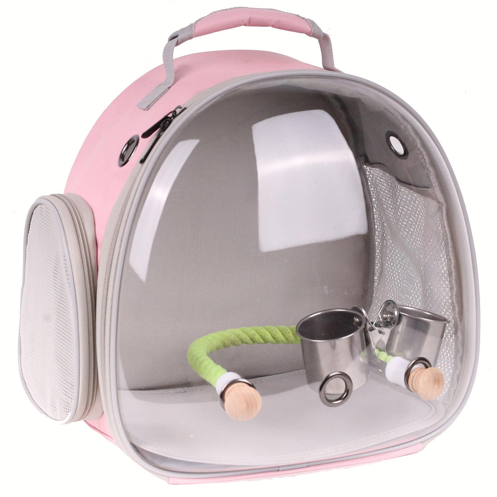 Panoramic Transparent Eco Friendly Foldable Lightweight Anti Collision Breathable Outdoor Travel Bird Parrot Bag (Pink,34*34*10) розовый