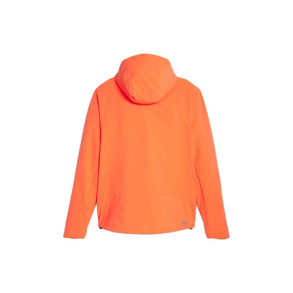 Puma Kurtka do biegania typu softshell Seasons z nadrukiem logo, z kapturem, zapinana na zamek, tkana kurtka męska, kurtka pomarańczowa 524108-60