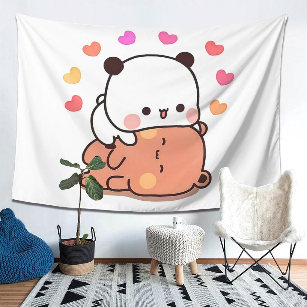 Peach And Goma Bubu Dudu Balloon Tapestry Wall Hanging Aesthetic Home Decor Tapestries for Living Room Bedroom