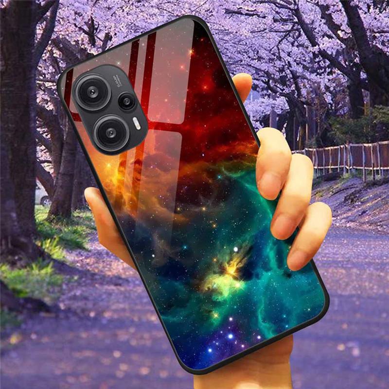 For Xiaomi Poco F5 5G / F5Pro Case Tempered Glass Lake Moon Hard Phone Cover for POCO F5 Pro Capas Funda on PocoF5 Luxury Coque