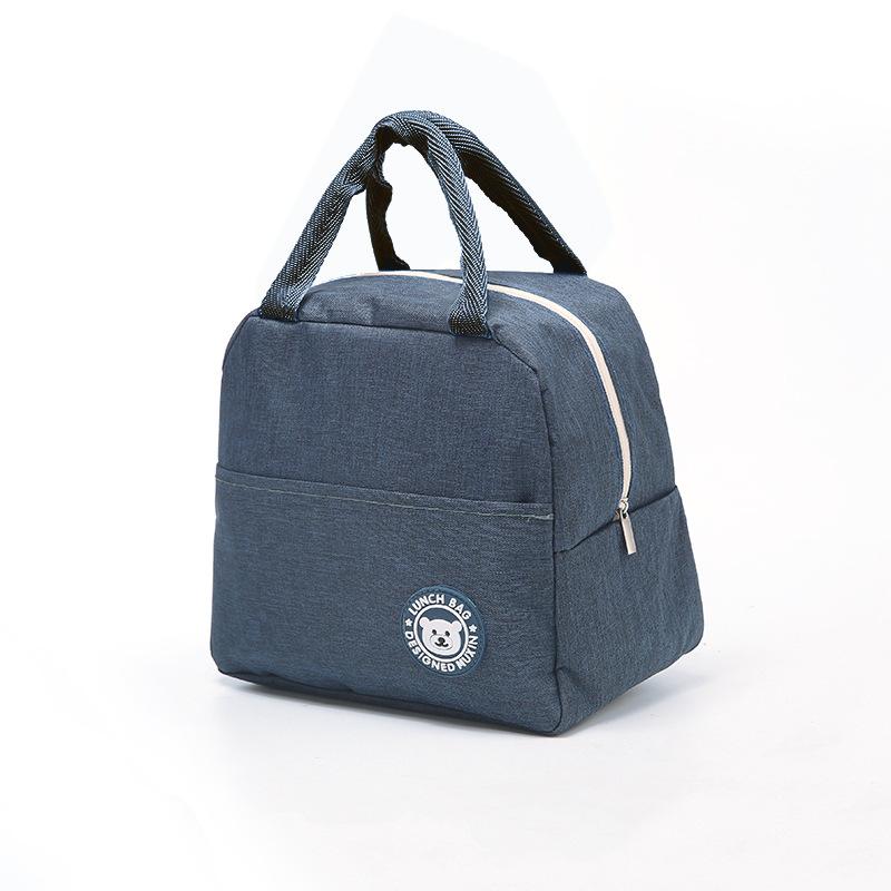 Bento Bag with Aluminum Foil Simple Insulated Lunch Box Bag Oxford Cloth Large Capacity Thick Hand-held Bento Bag Lunch Bag