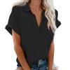 Lapel Short Sleeve Women Shirt Pure Color Simple Loose Shirt Ladies Clothing