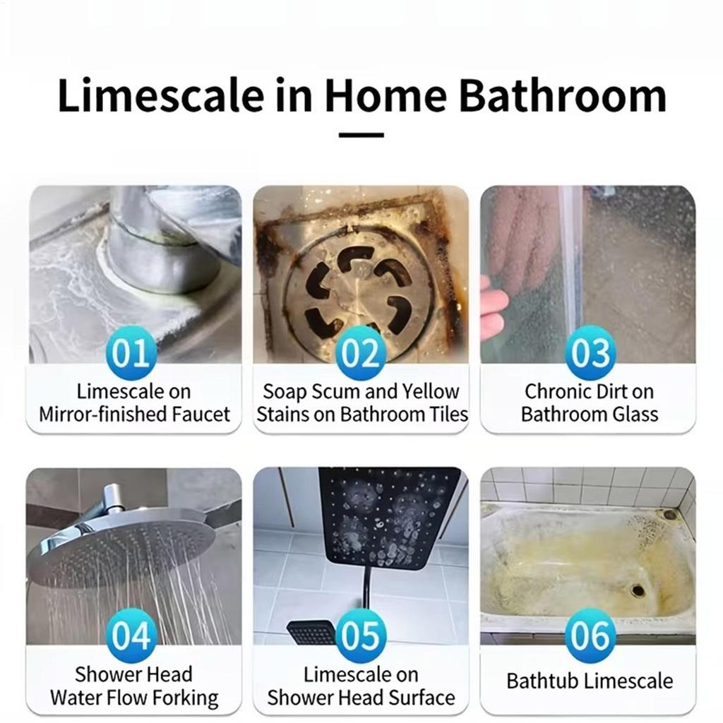 Shower Cleaner Spray 120ml Multi Purpose Bathroom Descaling Solution for Shower Head Wash Basin Faucet Soap Scum Remover