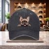 French Bulldog Print Baseball Cap Washed Denim Adjustable Casual Outdoor Trendy Hat