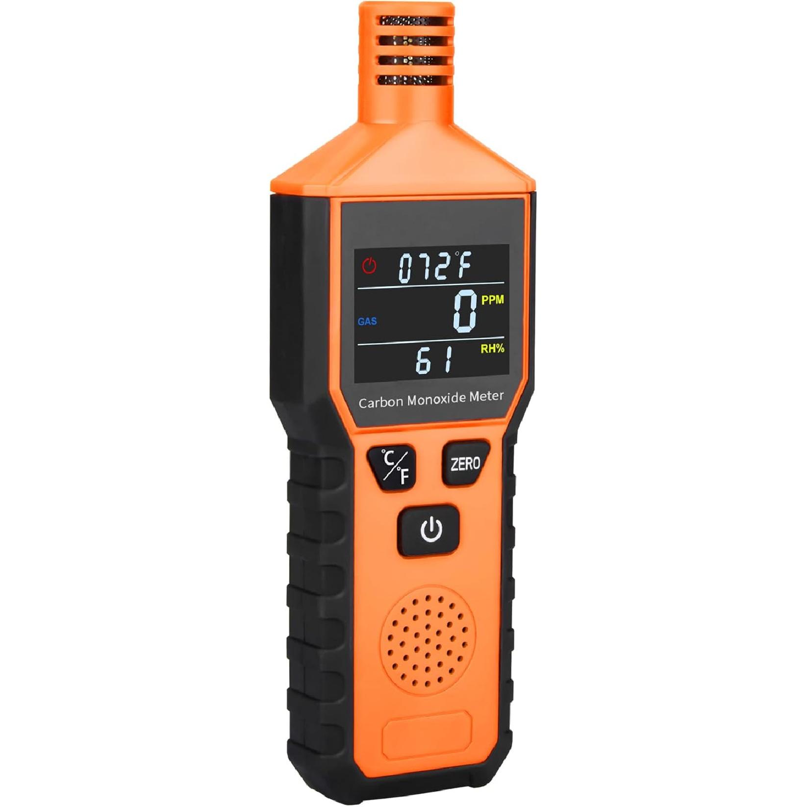 Портативный детектор угарного газа, работающий от батарей, Ручной измеритель угарного газа, Цифровой дисплей 3-в-1, Температура (°F),Уровень влажности и CO
