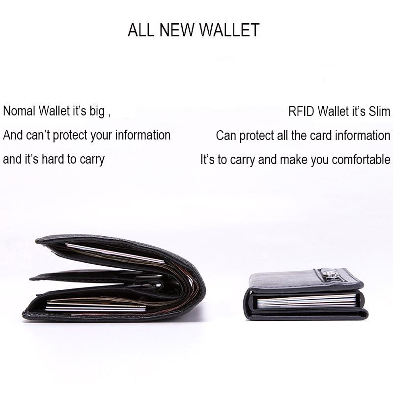 DIENQI Anti Rfid ID Card Holder Case Men Leather Metal Wallet Male Coin Purse Women Mini Carbon Credit Card Holder With Zipper