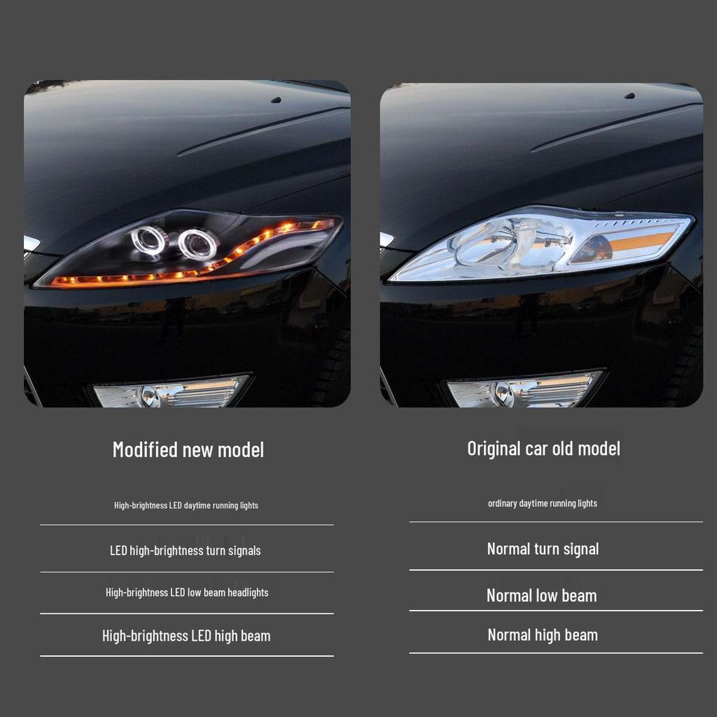 Ford Mondeo S-Max (07-13) Headlight Assembly with Modified Lens, DRL, and Flowing Turn Signals
