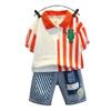 Trendy Summer Street Style Boys' Polo Shirt & Shorts Set - 2025