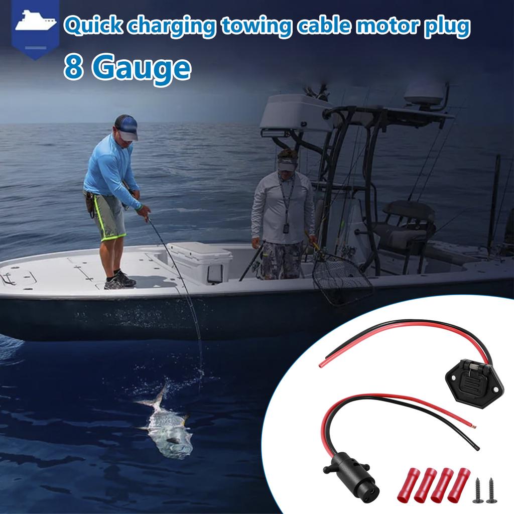 12v 8/10 Gauge 2-Wire Marine Male and Female Trolling Motor Connectors Plug Waterproof Socket Kit Made of Flame Retardant