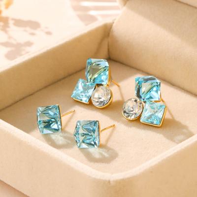 Retro Cubic Crystal Earrings Minimalist Fashion Temperament Niche Exquisite Light Luxury Versatile Earrings