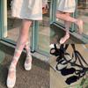Women Crisscross Ribbon Bandages Low Cut Antislip Cotton Socks Japanese Style Dancing Party Solid Invisible Short Socks