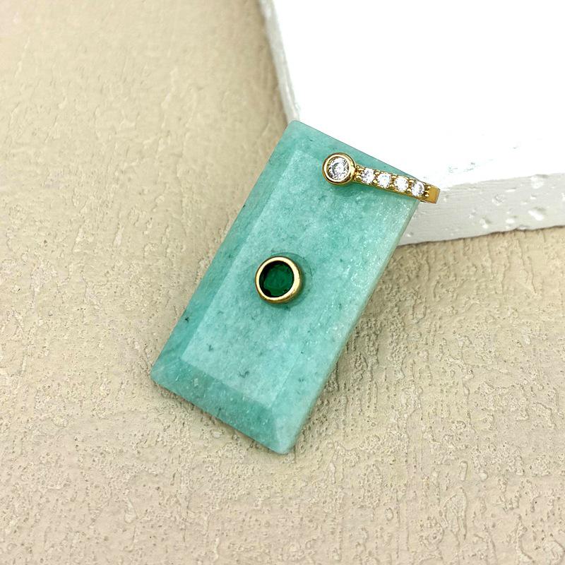 Natural White Crystal Rectangular Pendant Necklace Jewelry Accessories