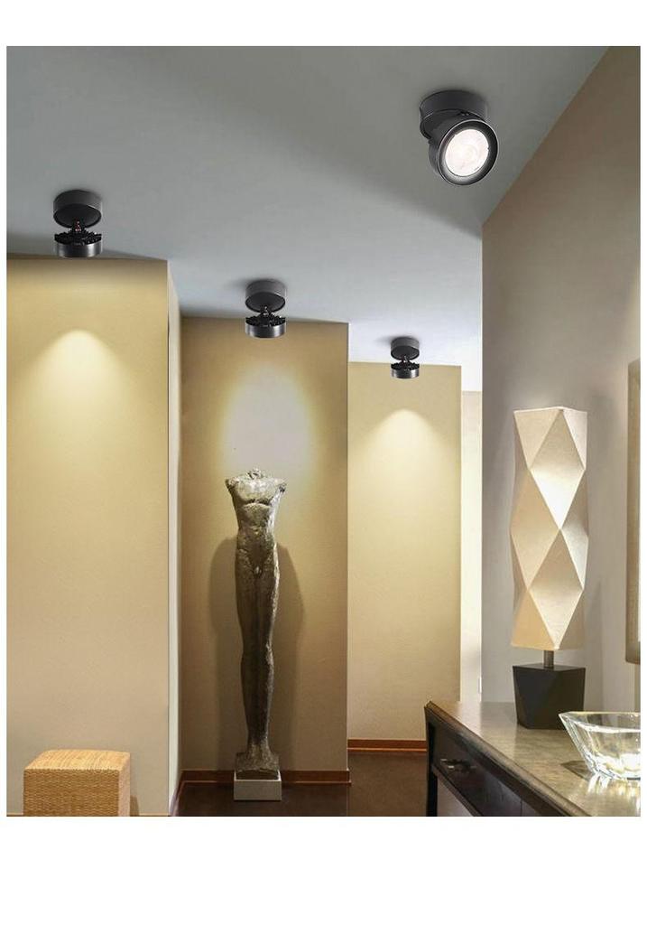 Folding Surface-Mounted Adjustable LED Spotlight for Hallway and Background Wall