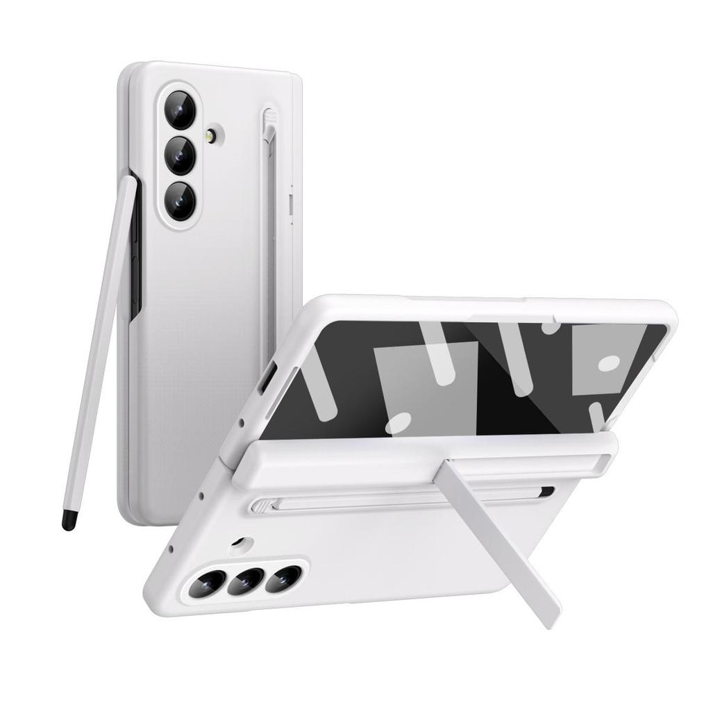 Phone Case For Samsung Galaxy Z Fold 7 Hinged Protection ,Shockproof PC + Tempered Glass Film Holder Back Cover With Pen slot and Stylus New