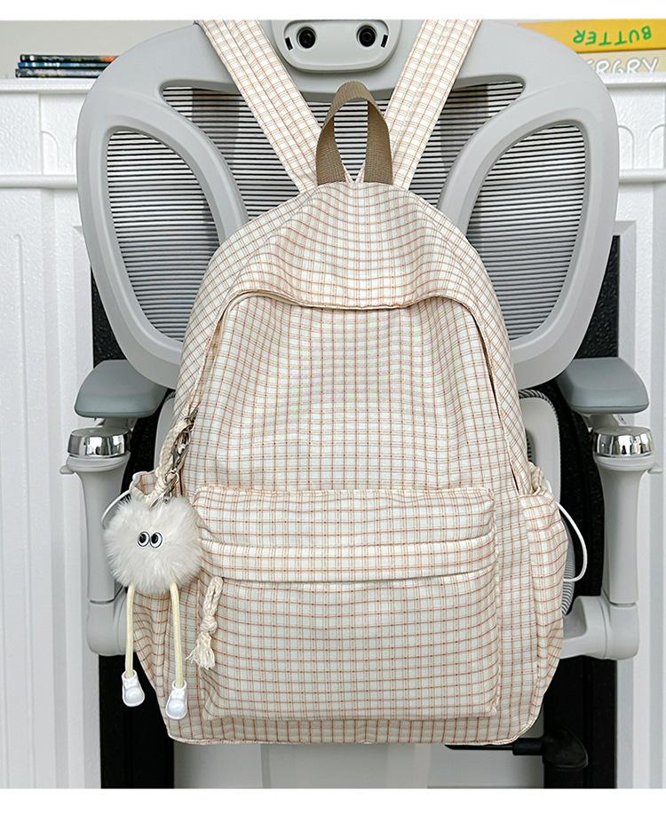Schoolbag Small Fresh Travel Lightweight Backpack Large Capacity Literary Plaid Computer Backpack Junior High School Student School Bag