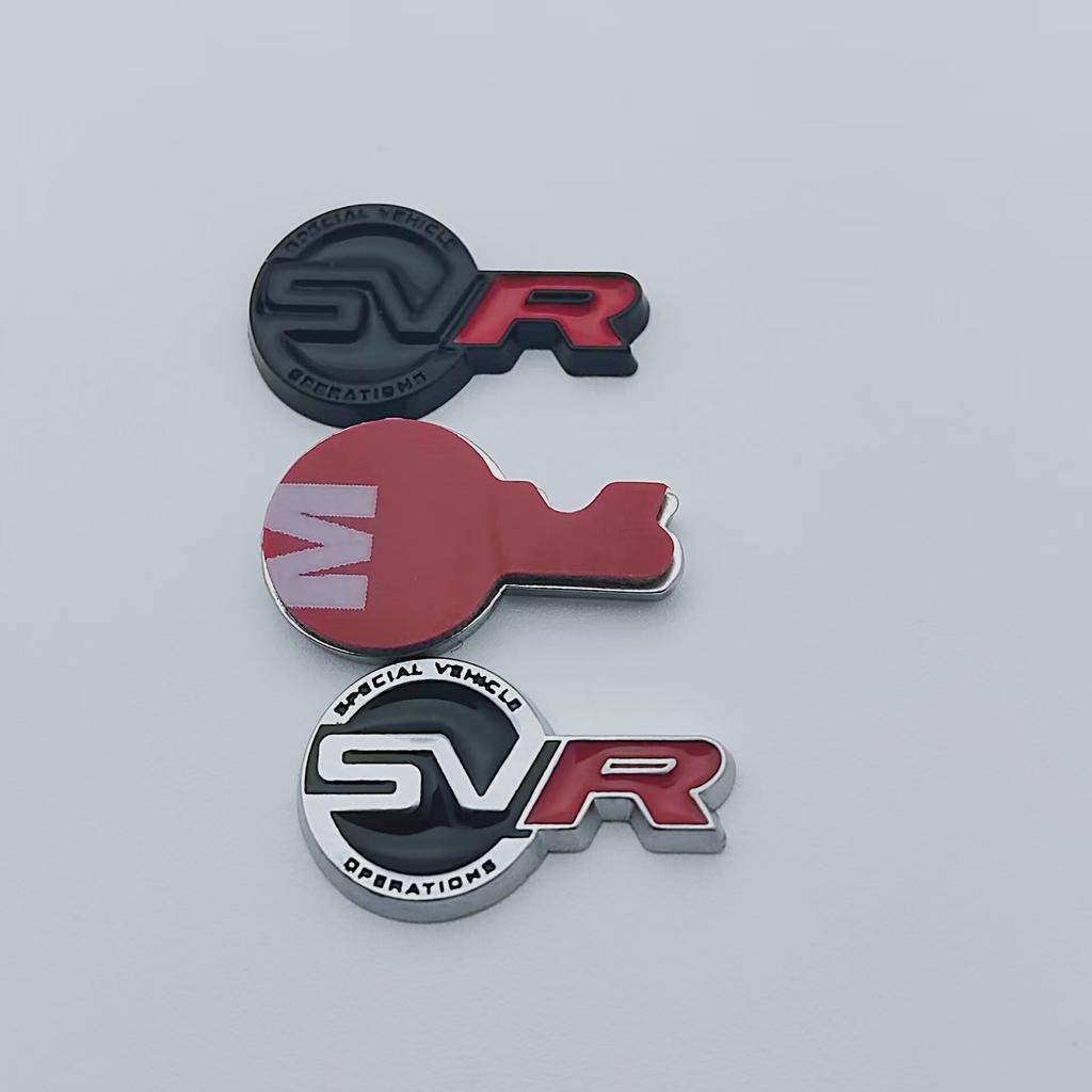 2pcs 3D High-Quality Aluminium SVR Logo Car Steering Wheel Dashboard Emblem Sticker For Discovery Sport Evoque Defender Sticker